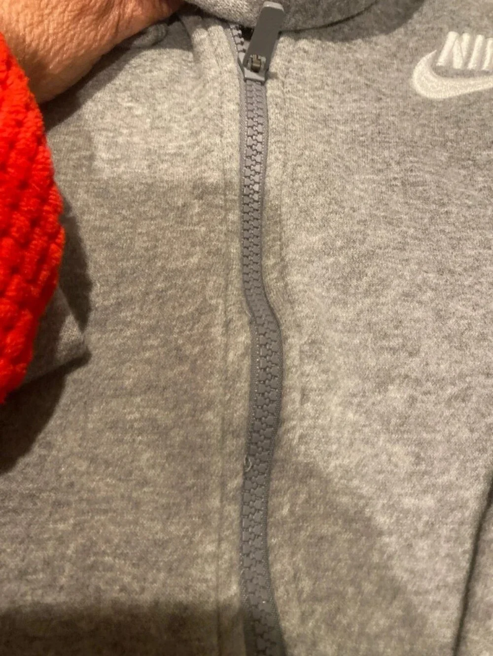 Nike Gray Full-Zip Hoodie with White Swoosh